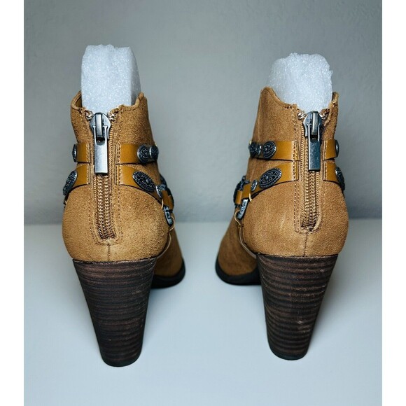 Very Volatile La Taiya Tan Suede‎ Whiskey Western Heeled Booties SIZE 7 NEW - Picture 3 of 10